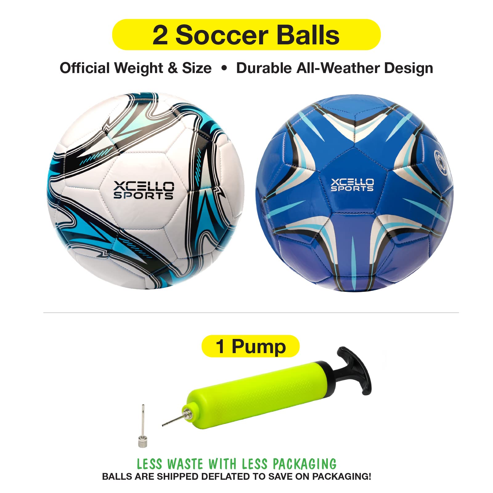 Amazon | Xcello Sports サイズ3 サッカーボール 2個パック (ブルー